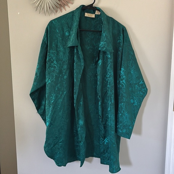 Vintage Victoria’s Secret Teal Button Down Night Shirt - M/L - Picture 3 of 8
